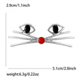 Cat Whiskers Face Brooch Crystal Eyes Minimal Metal Pin view 6