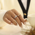 Wavy Four Zircon Stainless Steel Rings Gold Steel Sizes 6-8 view 3