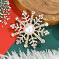 Crystal Snowflake Brooch With Pearl in Gold or Silver Tone view 2