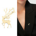 Polished Antlered Deer Brooch in Gold or Silver Tone view 2