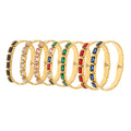 Square Glass Stone Clasp Bangles Multicolor Steel Gold view 5
