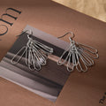 Looped Wire Fan Long Hook Earrings in Gold and Silver view 4