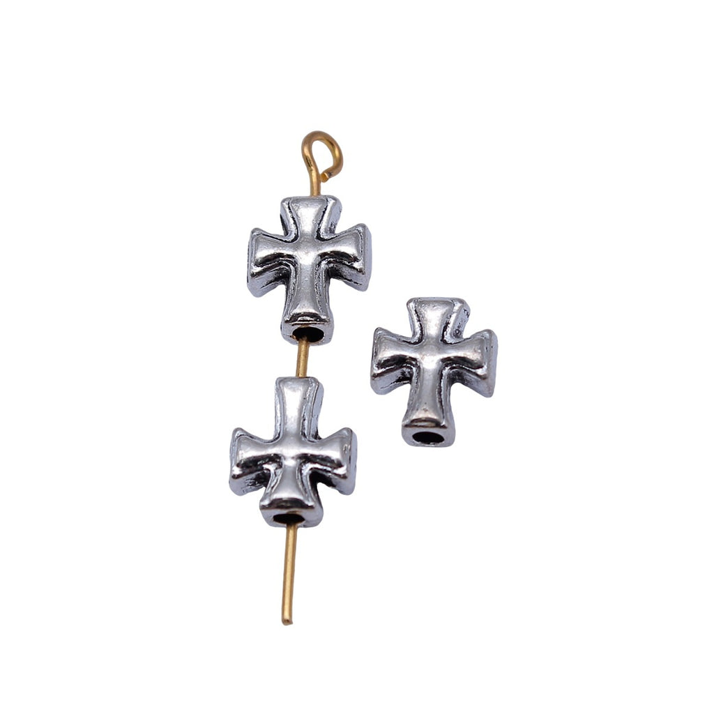 9.7x8.3x4.5mm 0.85g Multicolor Zinc Alloy Cross Small Hole Spacer Beads for Bracelet Necklace DIY Making