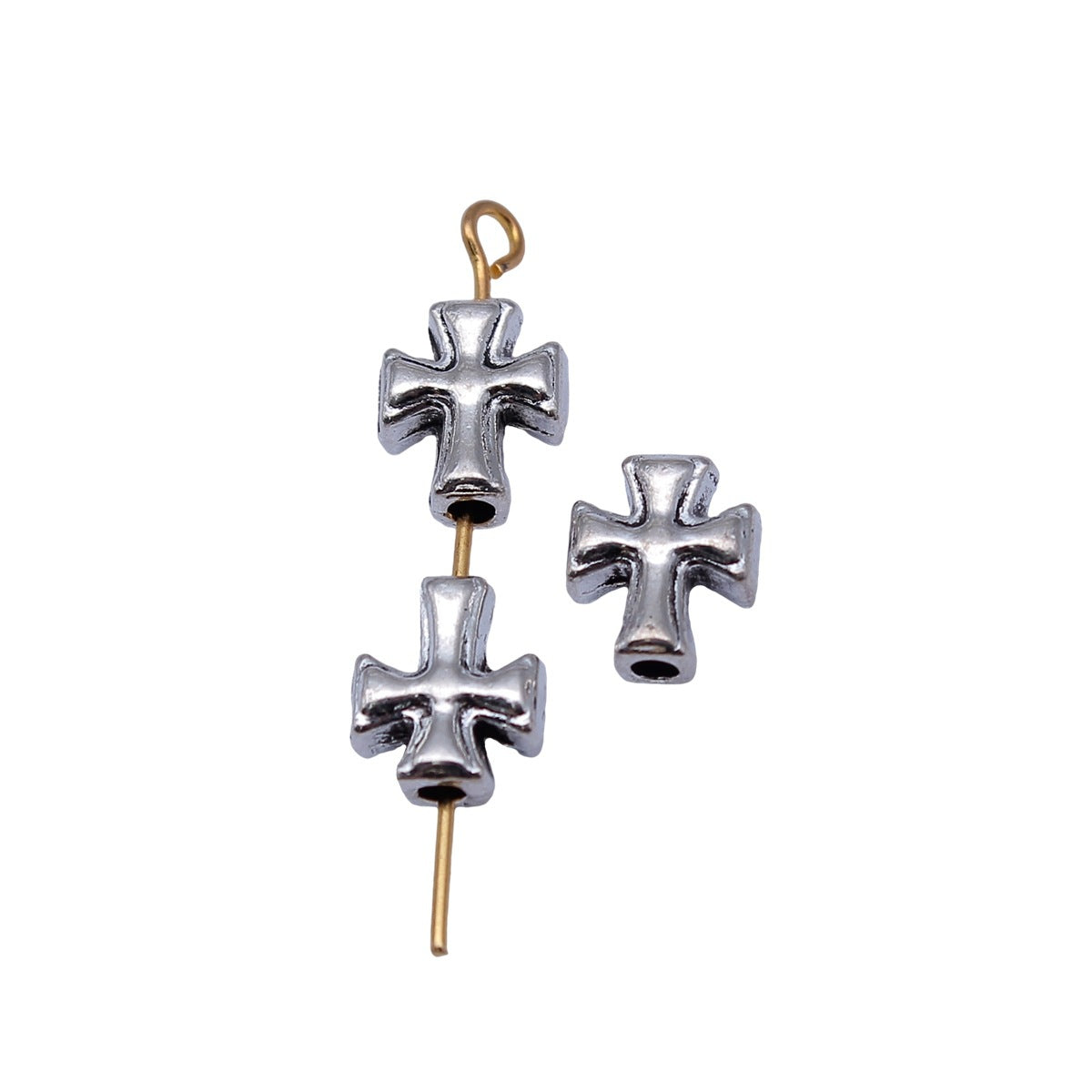 9.7x8.3x4.5mm 0.85g Multicolor Zinc Alloy Cross Small Hole Spacer Beads for Bracelet Necklace DIY Making