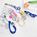 Woven Cord Tennis and Badminton Racket Keychain With Ball Charm view 1