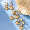 Gold and Silver Tone Pave Crab Charm Hoop Earrings view 2