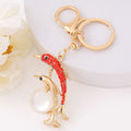Mother Baby Dolphin Pearl Keychain Rhinestone Four Colors view 8