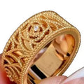 Filigree Rose Open Band Ring Silver Tone Small Zircon view 5