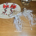 Red and White Bow Feather Tassel Statement Earrings view 4