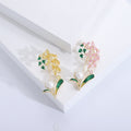 Crystal Orchid Stem Brooch in Pink or Yellow With Pearl view 2