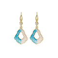 Blue White Enamel Open Geometric Drop Earrings Gold Hooks view 5