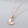 Gold Tone White Shell Butterfly Moon and Hexagon Pendant Necklaces view 3