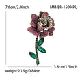 Long Stem Crystal Rose Brooch in Four Colors for Jackets, Coats, and Scarves view 9