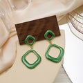 Geometric Hollow Resin Drop Earrings White Green Blue view 7