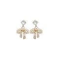 Bow Pearl Drop Stud Earrings In Silver And Gold Tones view 5