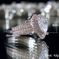 Heart Shaped White Stone Ring with Pavé Halo and Band view 5