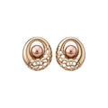 Openwork Round Pearl Stud Earrings in Gold Tone Fashion Jewelry view 5