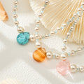 Pearl Bead Teardrop Stone Pendant Necklaces Five Color Styles view 4