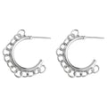 Silver Thick C Hoop Outer Chain Link Earrings Style view 5