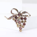 Crystal Grape Cluster Brooch With Bow in Blue or Purple view 2