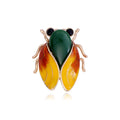 Blue and Orange Cicada Wing Gold Tone Metal Brooch Pin view 6