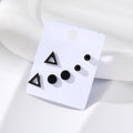 Black Tone Mixed Motif Stud Earring Three Pair Sets view 9