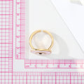 Gold Tone Pink Enamel Lash Eye Adjustable Cuff Ring view 3