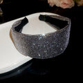 Wide Full Crystal Headband In Silver Gray Black Or Bright Silver view 6