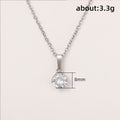 Round Clear Solitaire Pendant Necklace White Gold Tone Chain view 5