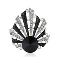 Art Deco Fan Shell Brooch Large Rivoli Rhinestone Pin view 5