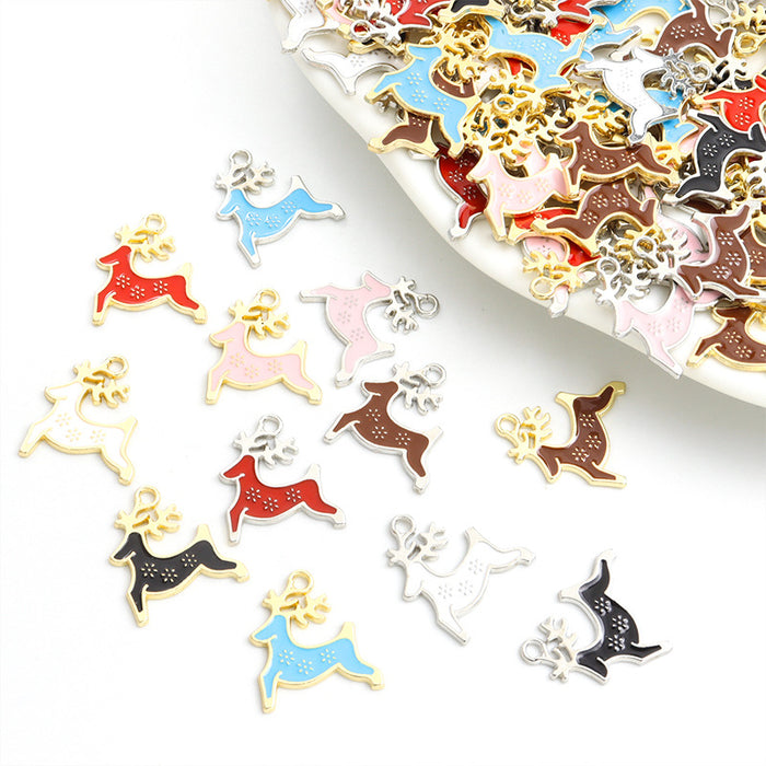 Colorful Reindeer Enamel Alloy Charm Pendants for Jewelry Making