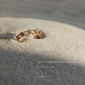 Gold Open Heart And Baguette CZ Adjustable Band Ring view 2