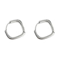 Silver Tone Square Huggie Hoop Earrings In Plain And Clear Stone Styles view 5