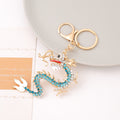 Rhinestone Chinese Dragon Keychain Gold Clasp Four Colors view 3
