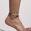 Gold Oval Czech Glass Stone Link Bracelet Multi Colors view 4