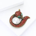 Curled Crystal Fox Brooch With Pearl-Like Body in Four Colors view 3