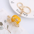 Pumpkin Carriage Enamel Rhinestone Keychain Gold Tone 4 Colors view 6