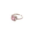 Silver Pink Zircon Open Rings Flower Halo Dual Stone view 5