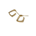 Gold Geometric Hoop Earrings with Sculpted Polished Metal Details view 5