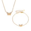 Crystal Butterfly Necklace and Bracelet in Gold and Silver Tone view 5