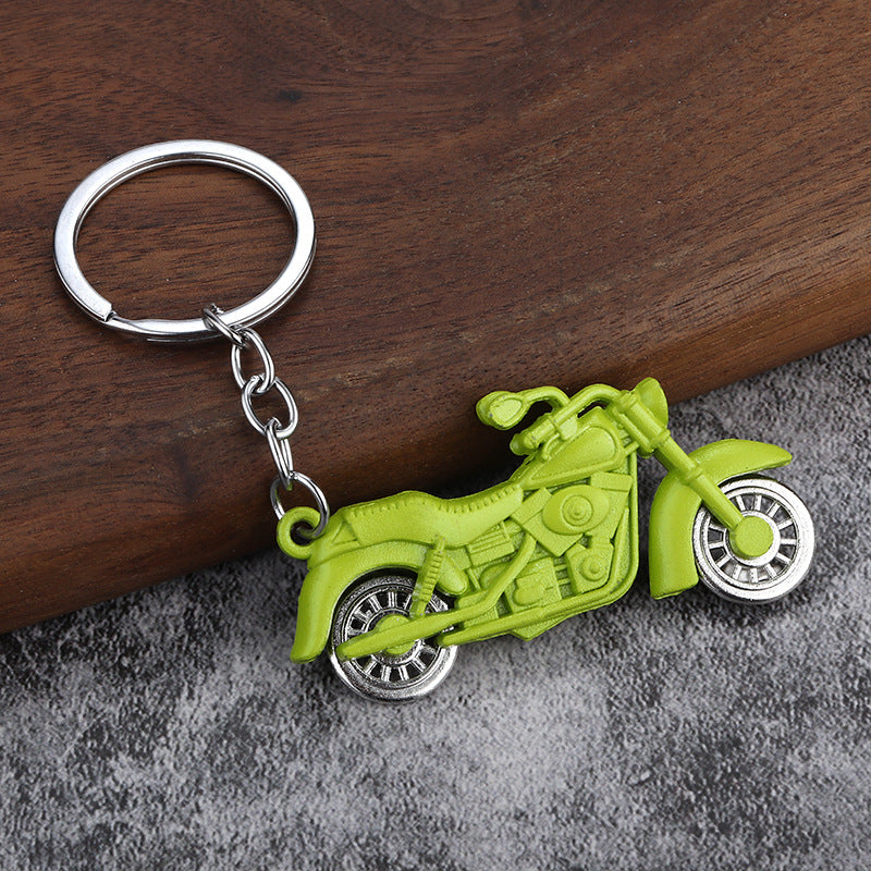 Large Color Motorcycle Metal Keychain with Movable Wheel Pendant