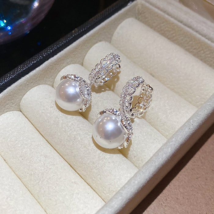 Crystal Oval Pearl Drop Earrings Decorative Jewelry Design