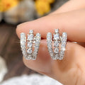 Silver Clear CZ Double U Curve Stud Earrings Alloy view 3
