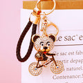 Jeweled Bicycle Bear Keychains in Blue Red and Black with Braided Loops view 10