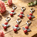 Red Cross Bead Angel Keychain Silver Clasp Six Styles view 3