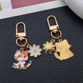 Calico Cat and White Daisy Enamel Clip Keychain Eight-Style Collection view 3