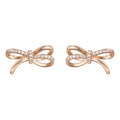 Crystal Pave Bow Stud Earrings Silver Rose Gold Tones view 5
