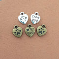 Paw and My Dog Heart Charm in 3 Decorative Finishes view 2