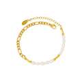 Gold Freshwater Pearl And Figaro Chain Mixed Bracelet view 5