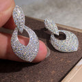 Silver Tone Pave Teardrop Hollow Drop Earrings Pair view 2